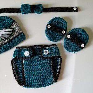 Crochet Baby Boy Philadelphia Eagles Football Inspired Outfit Photo Prop